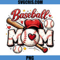 Baseball Mom Heart Bat Design PNG, Sports Mom Graphic PNG