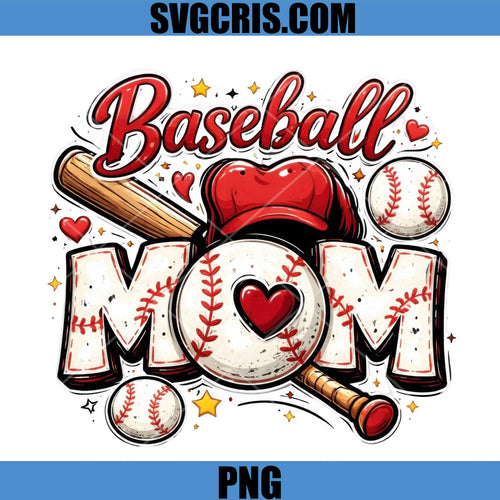 Baseball Mom Heart Bat Design PNG, Sports Mom Graphic PNG
