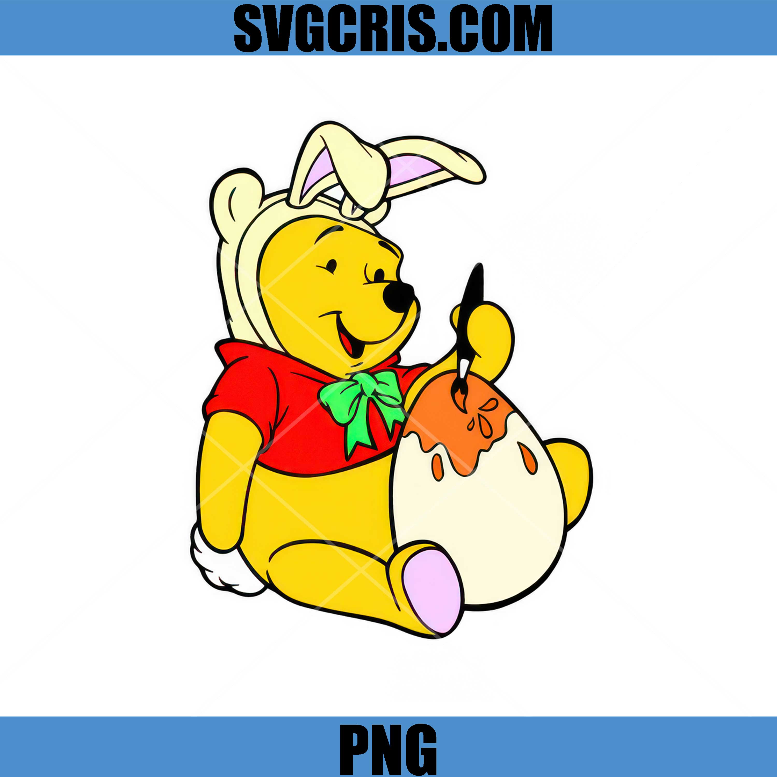Winnie The Pooh Easter Bunny Honey Egg Cute PNG, Pooh Bear Easter Design PNG