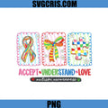 Autism Awareness Ribbon Bow Puzzle PNG, Accept Understand Love PNG