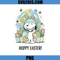 Hoppy Easter PNG, Snoopy Bunny Hat Happy Easter Eggs Flower PNG