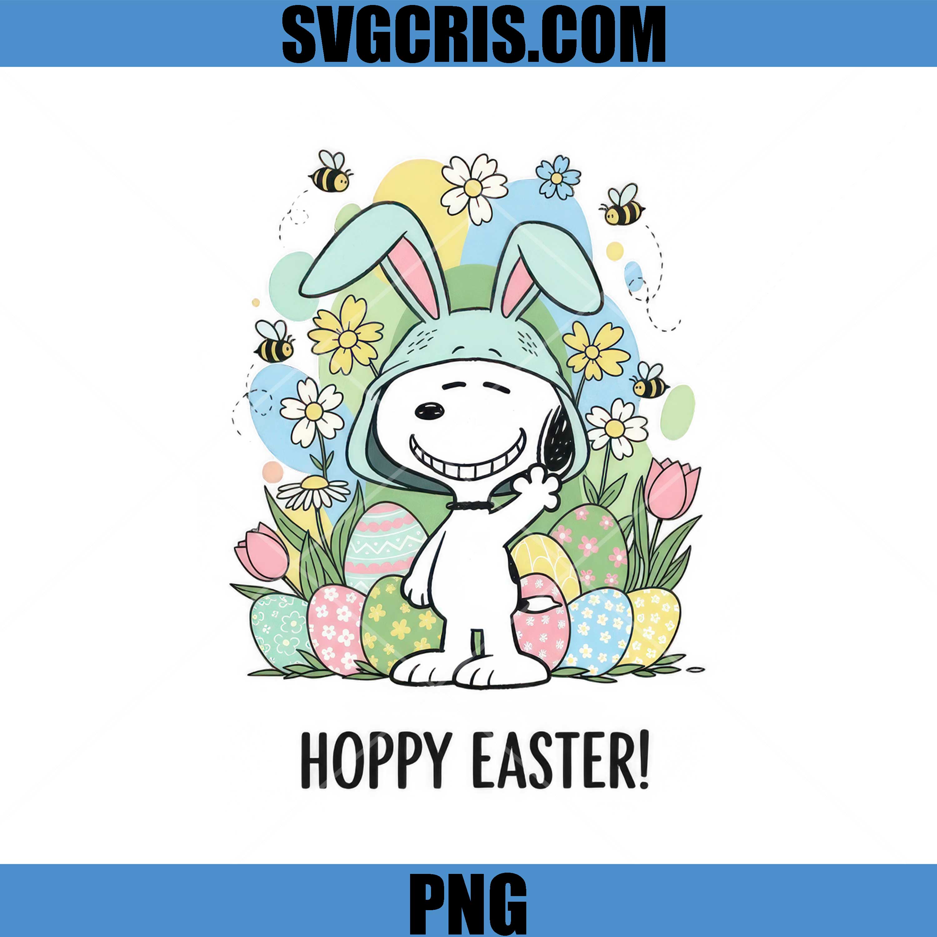 Snoopy Easter Bunny With Eggs PNG, Hoppy Easter PNG