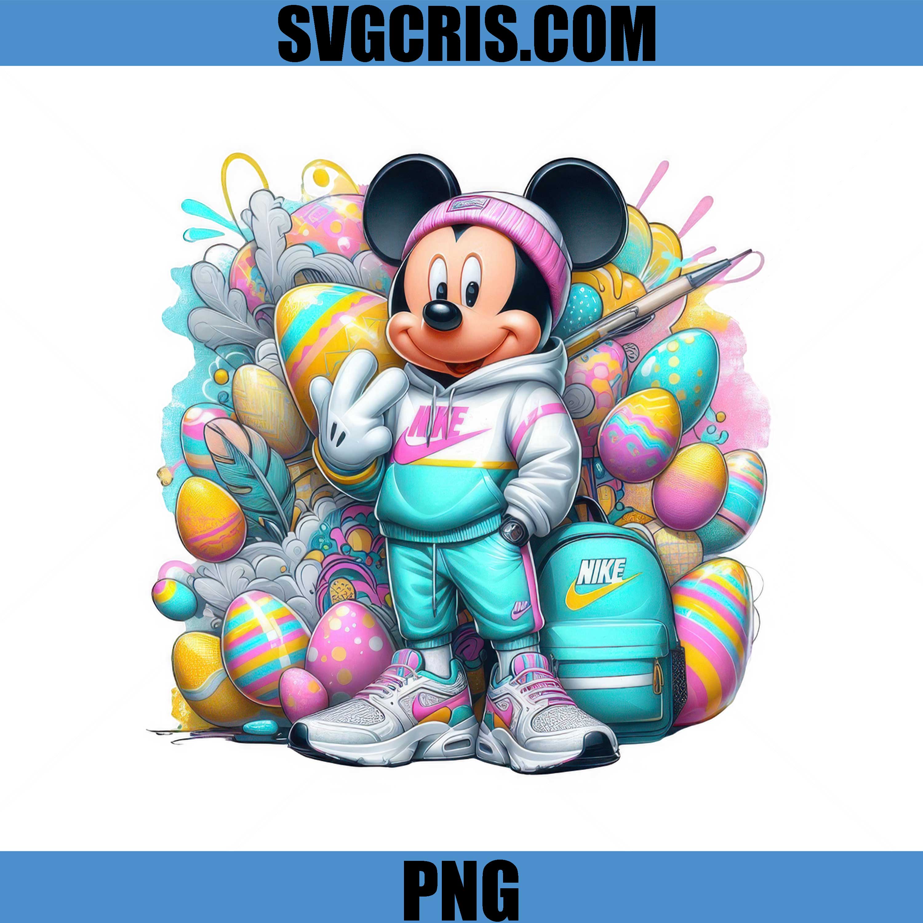 Cartoon Mouse Mickey With Easter Eggs PNG, Cute Easter Eggs Spring Holiday PNG