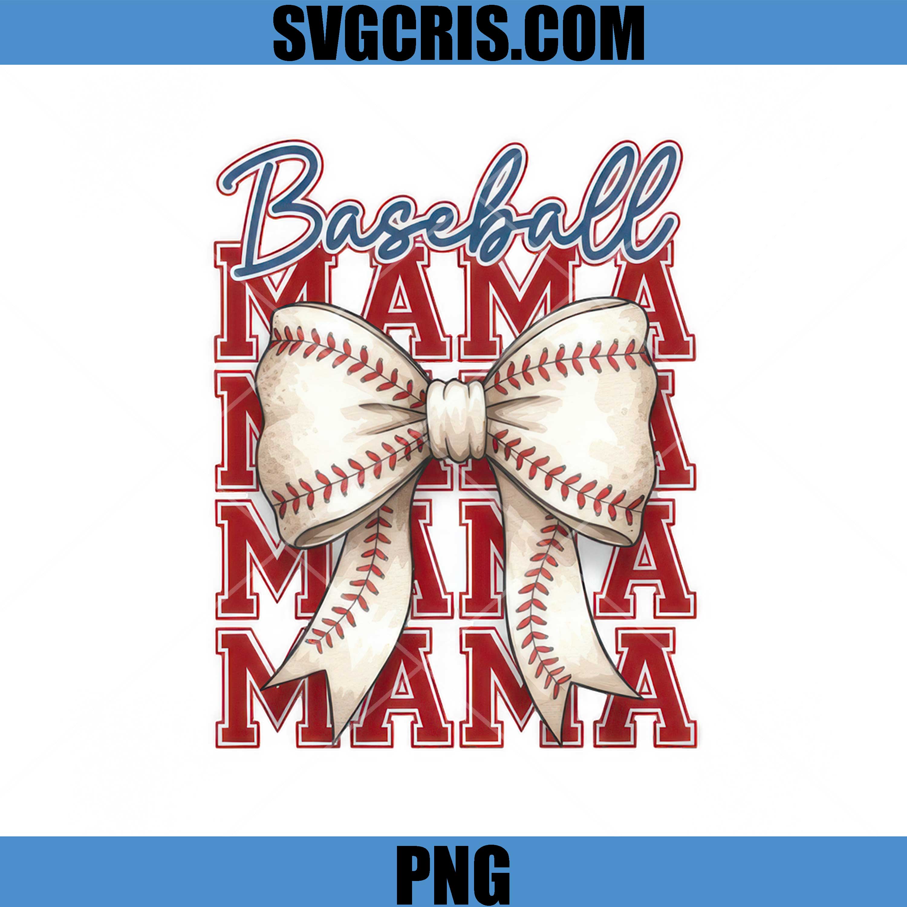Baseball Mama Bow Design PNG, Cute Baseball Mom PNG