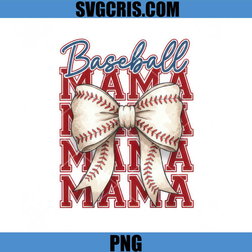 Baseball Mama Bow Design PNG, Cute Baseball Mom PNG