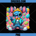 Stitch Easter Bunny With Eggs And Bubble Gum PNG, Cute Stitch Easter PNG