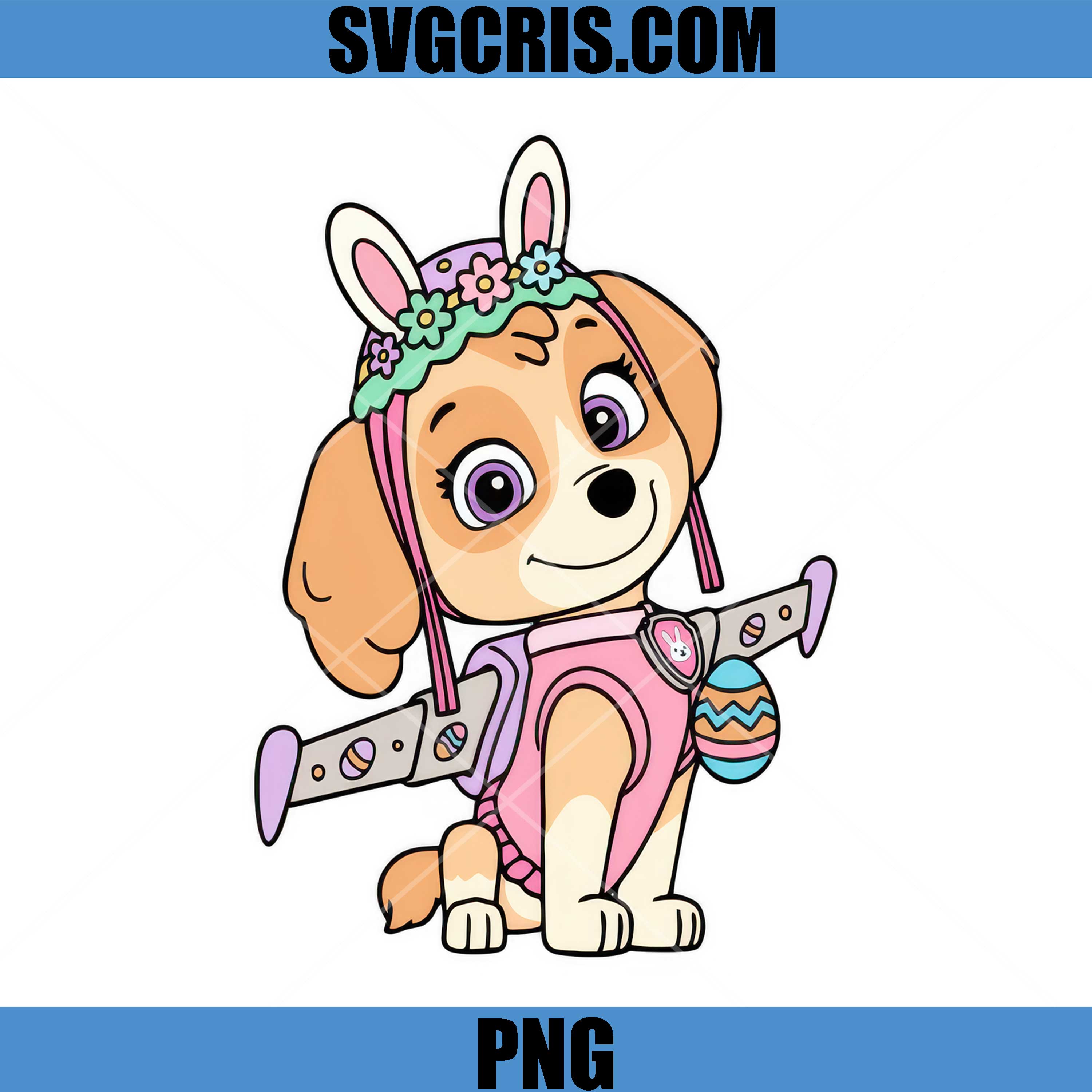 Paw Patrol Skye Easter Bunny With Wings PNG, Cute Flying Dog Easter Design PNG