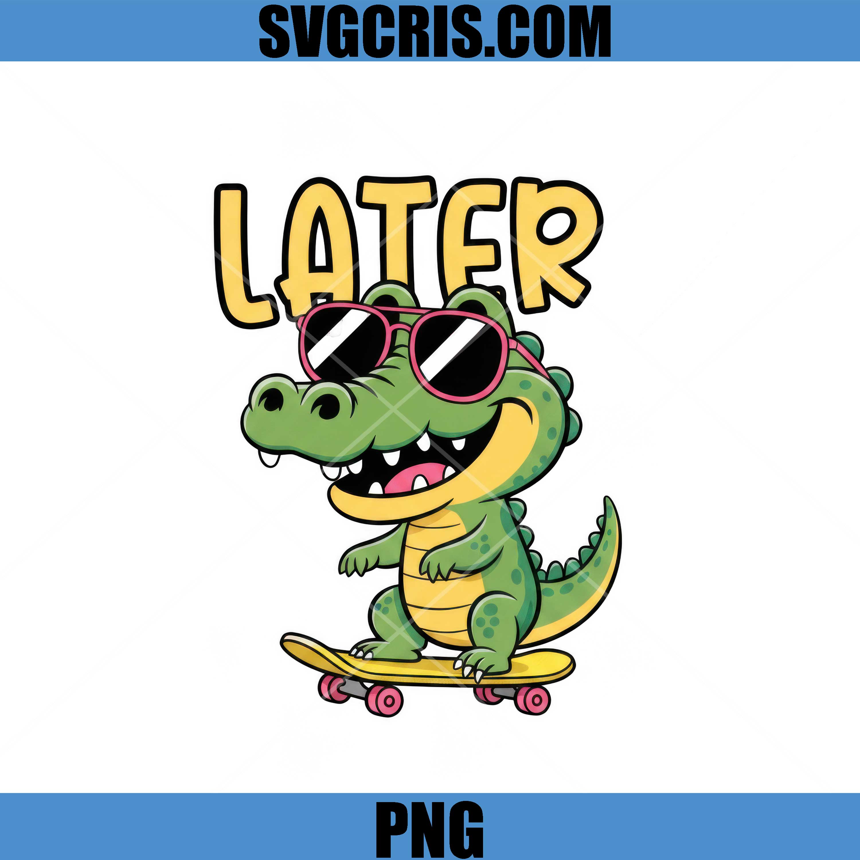 Later PNG, Crocodile Skateboard Cartoon PNG, Funny Alligator PNG, Later Gator PNG