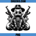 Gangster Duck With Guns And Money Bags PNG, Mafia Style Duck PNG