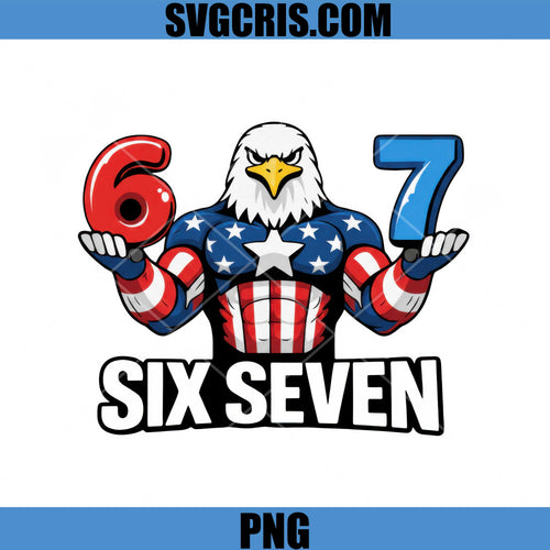 American Eagle Six Seven PNG, USA Flag Style 67 PNG, Eagle 4th Of July PNG