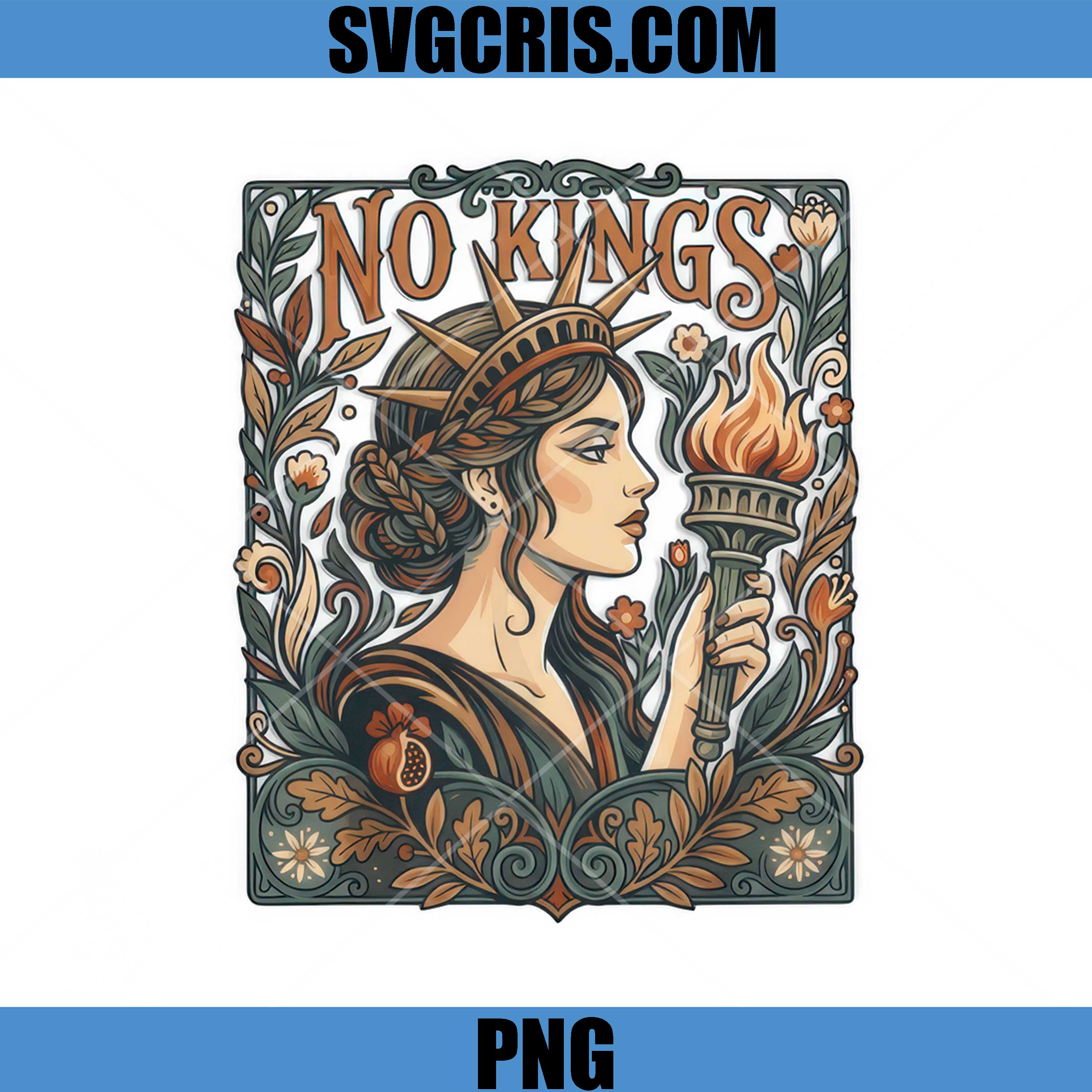 No Kings Statue Lady Torch Art PNG, Anti Trumd PNG, Fuck Trumd 
