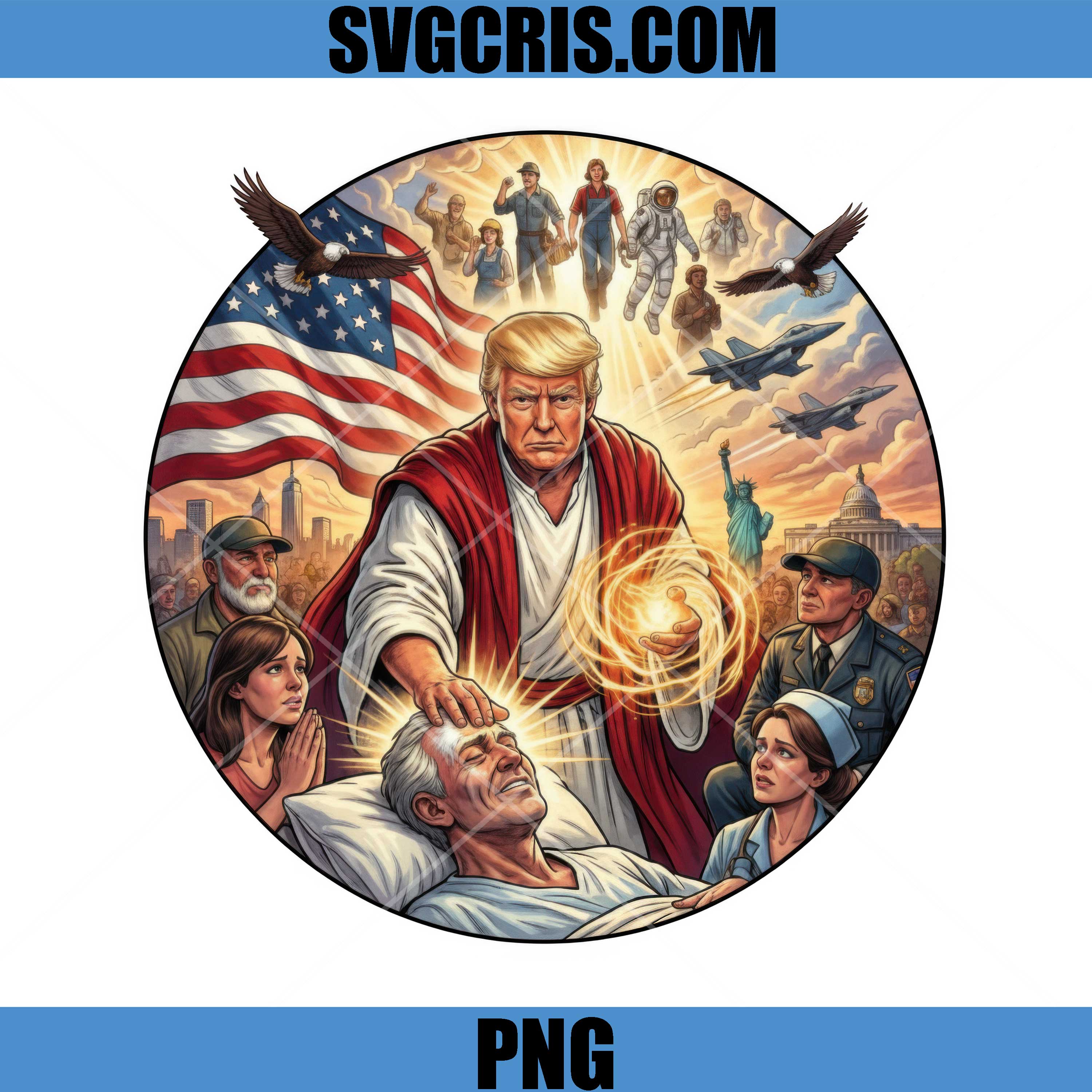 Donald Trump Patriotic Healing Scene PNG, America Trump PNG, Fun Trump