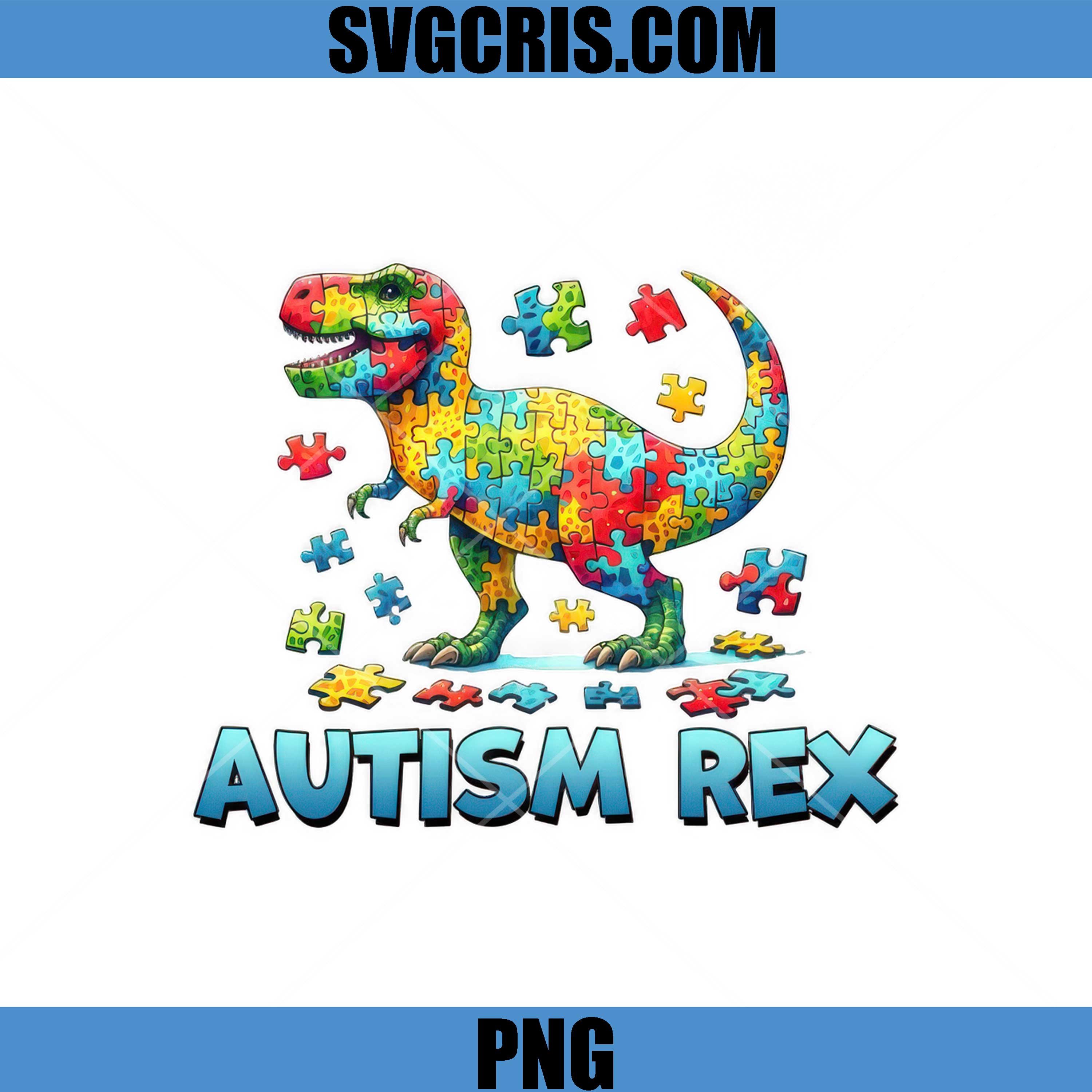 Autism Rex Dinosaur PNG, Colorful Puzzle Dino PNG