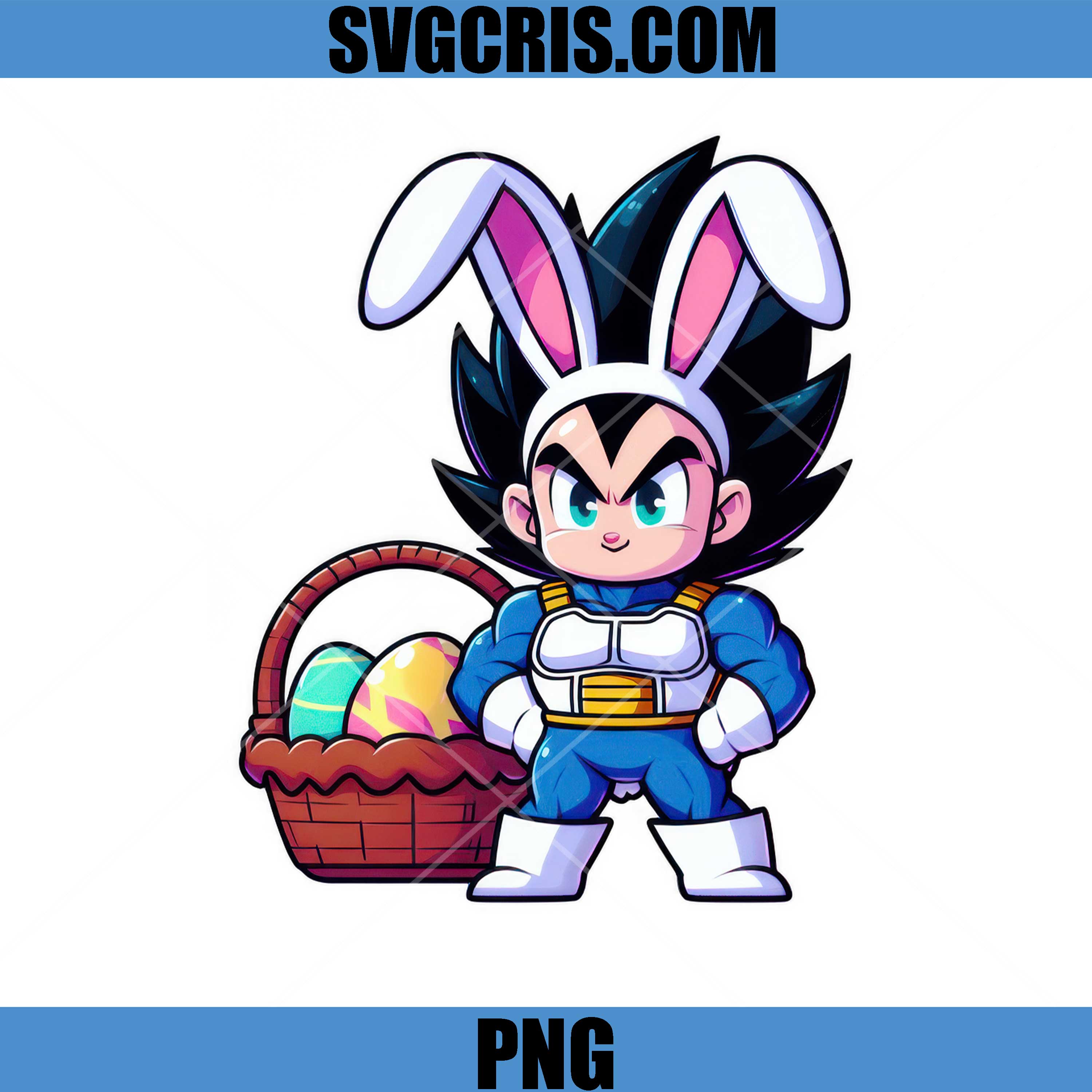 Vegeta Bunny Easter Chibi PNG, Eggs Basket PNG