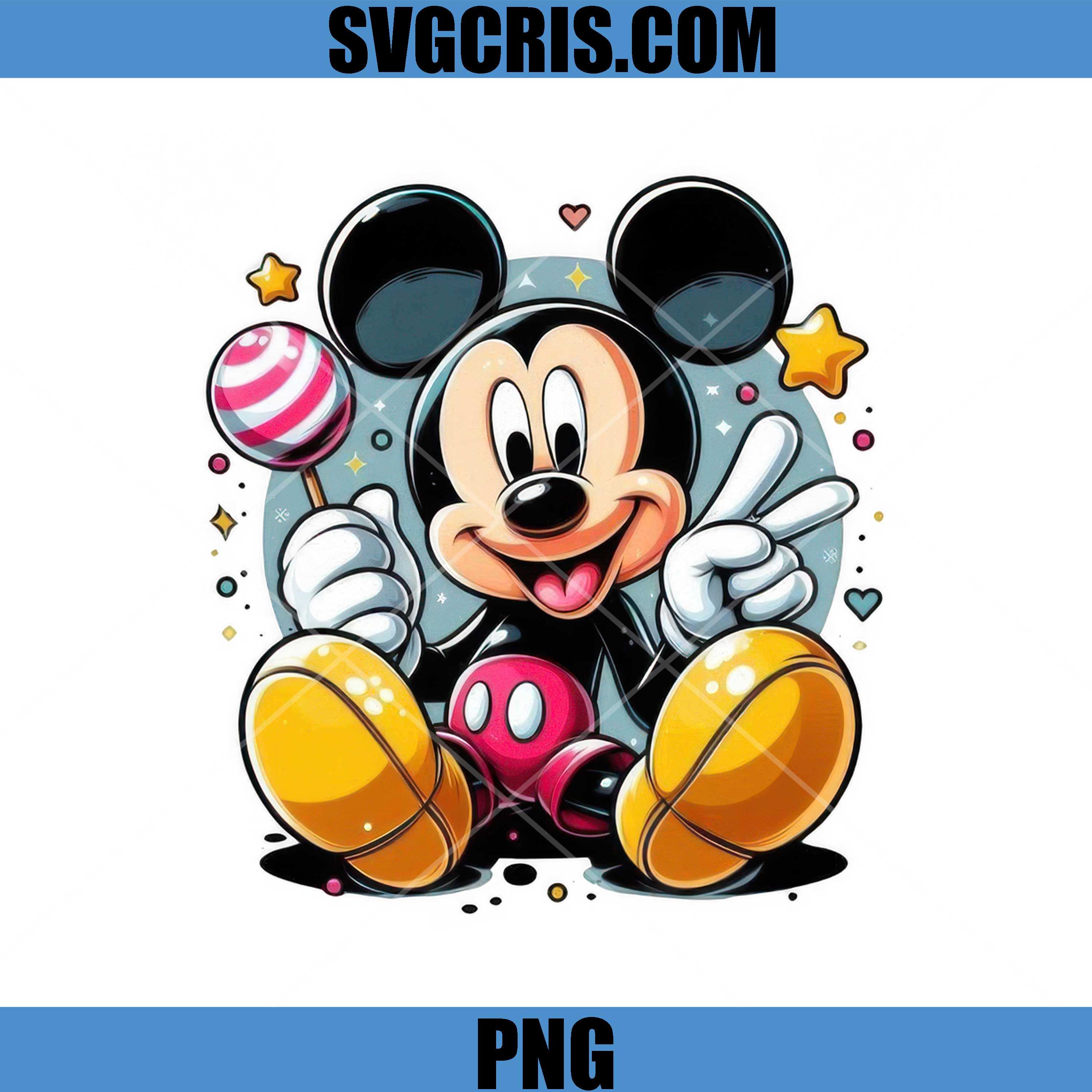 Mickey Mouse Holding Lollipop Cute Cartoon PNG, Disney Style Character Art PNG