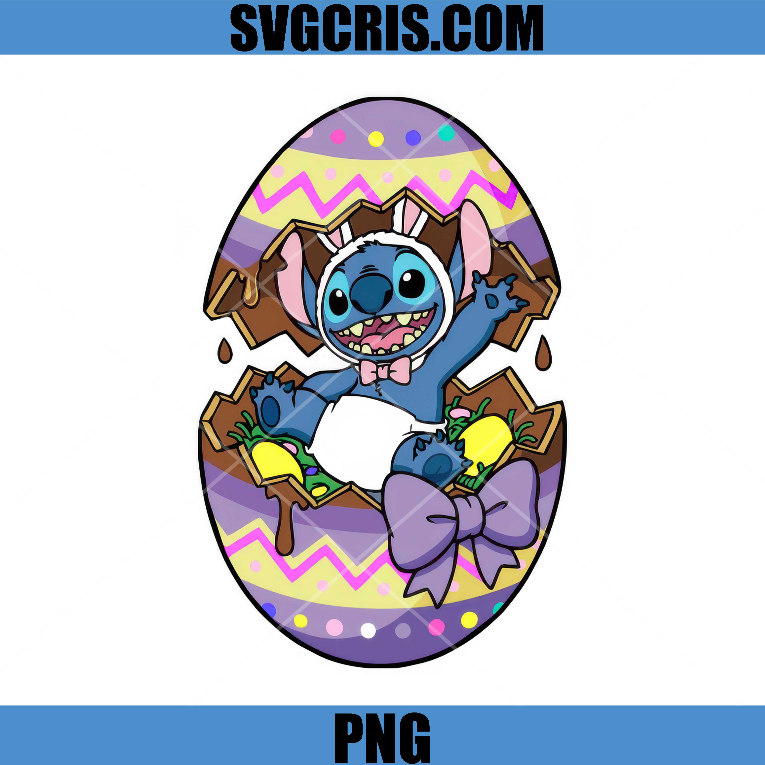 Stitch Easter Egg Chocolate Bunny PNG, Cute Easter Stitch PNG