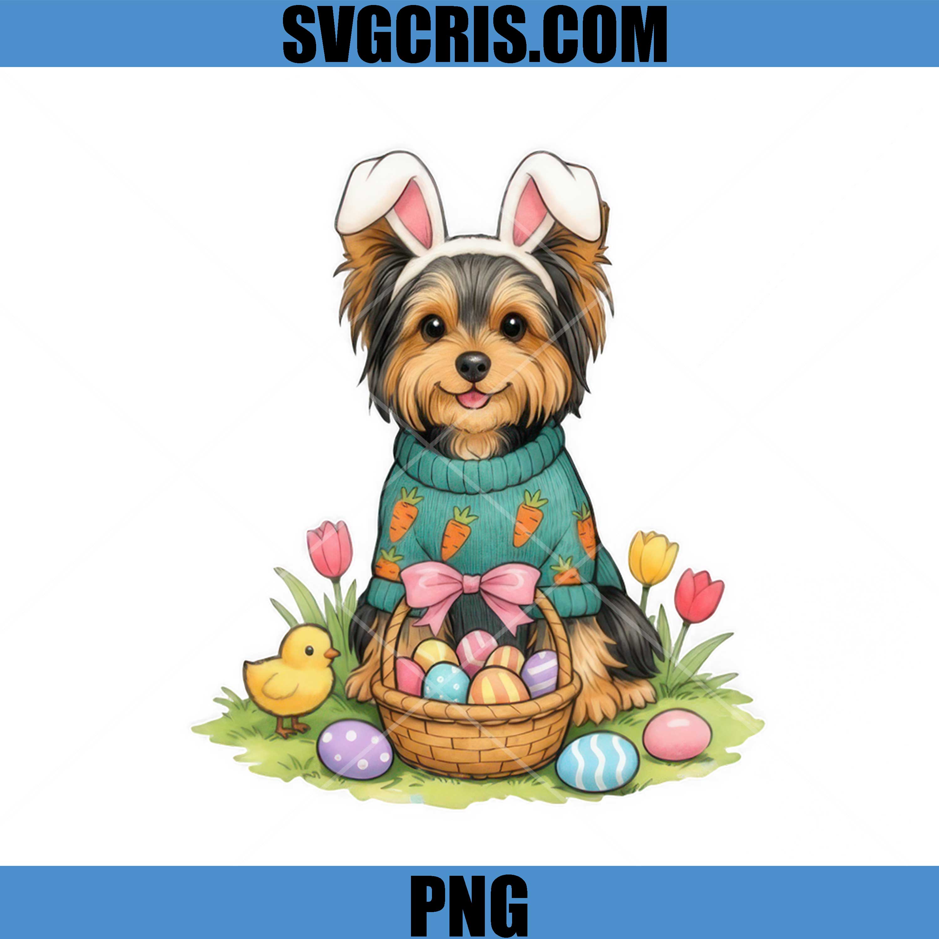 Kawaii Dog With Easter Eggs Basket PNG, Cute Puppy Easter Eggs PNG