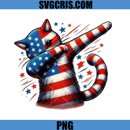 4th of July Cat PNG, American Flag Cat PNG