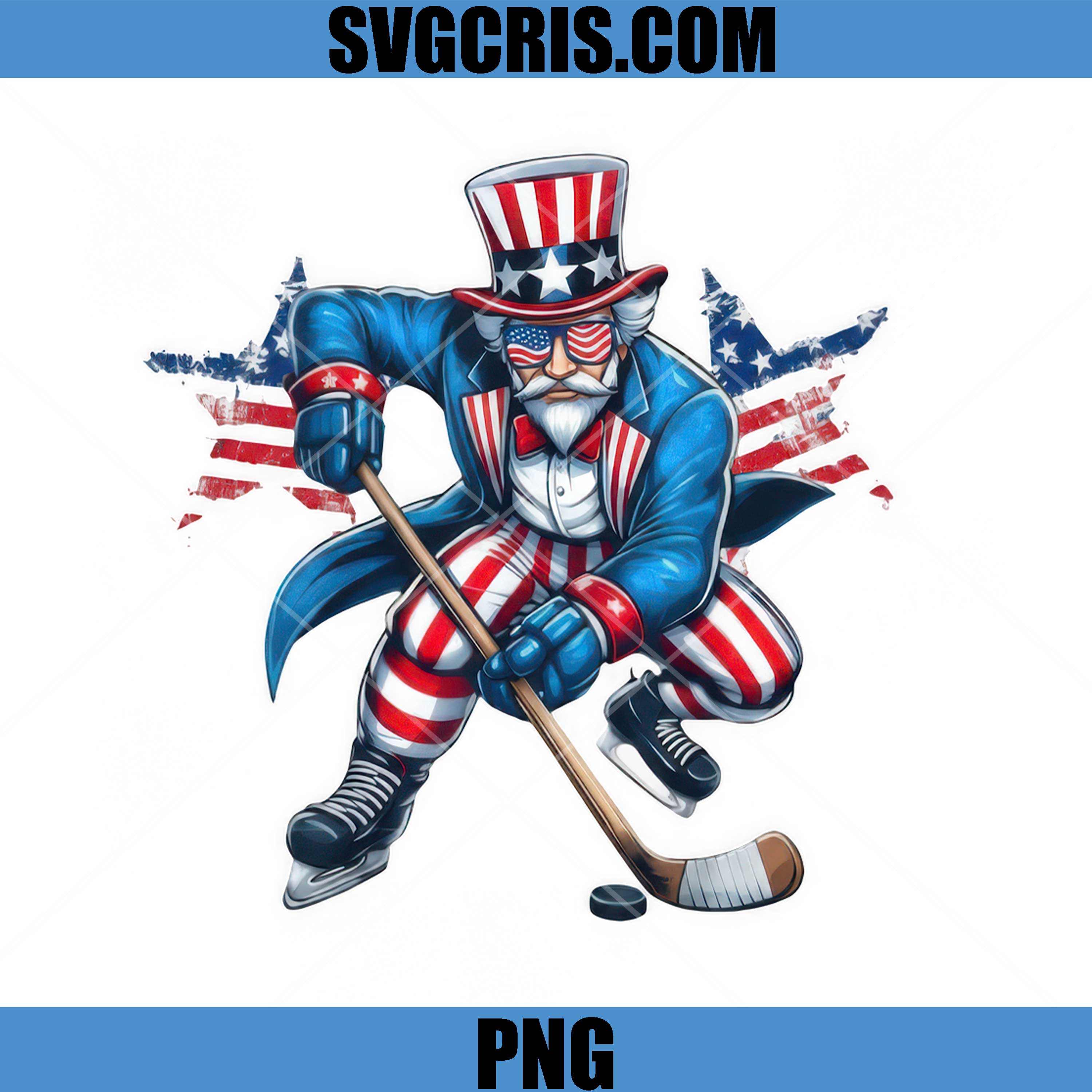 Uncle Sam Ice Hockey Player PNG, American Uncle Sam Playing Hockey PNG