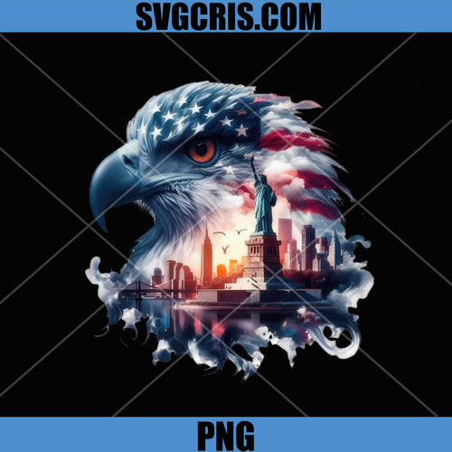 American Eagle Flag Art PNG, Statue Of Liberty New York Skyline PNG
