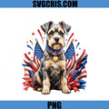 Schnauzer Puppy American Flag PNG, 4th Of July Dog Art PNG