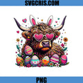Highland Cow With Heart Glasses PNG, Cute Easter Egg Cow PNG
