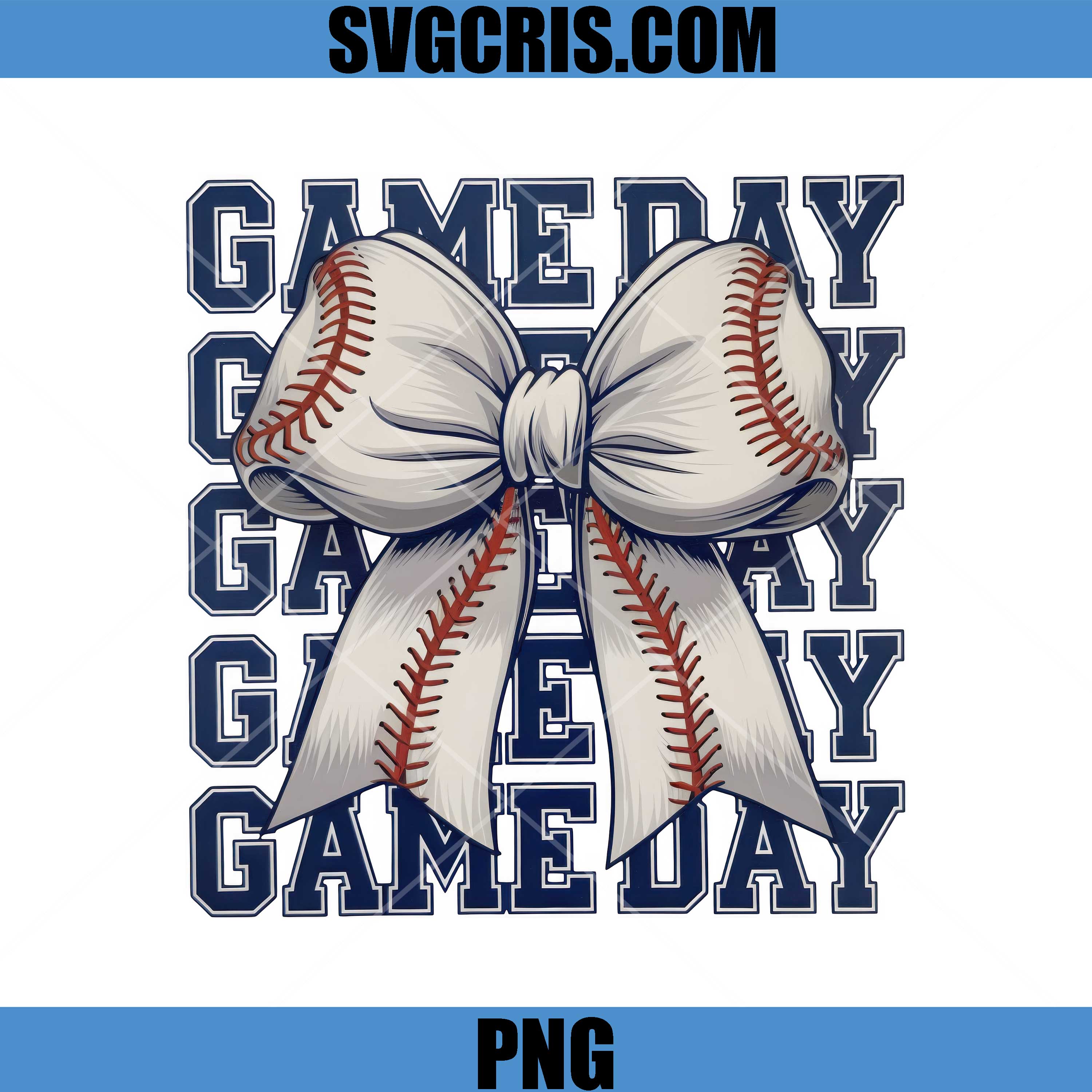 Game Day Baseball Bow Design PNG, Softball Ribbon PNG