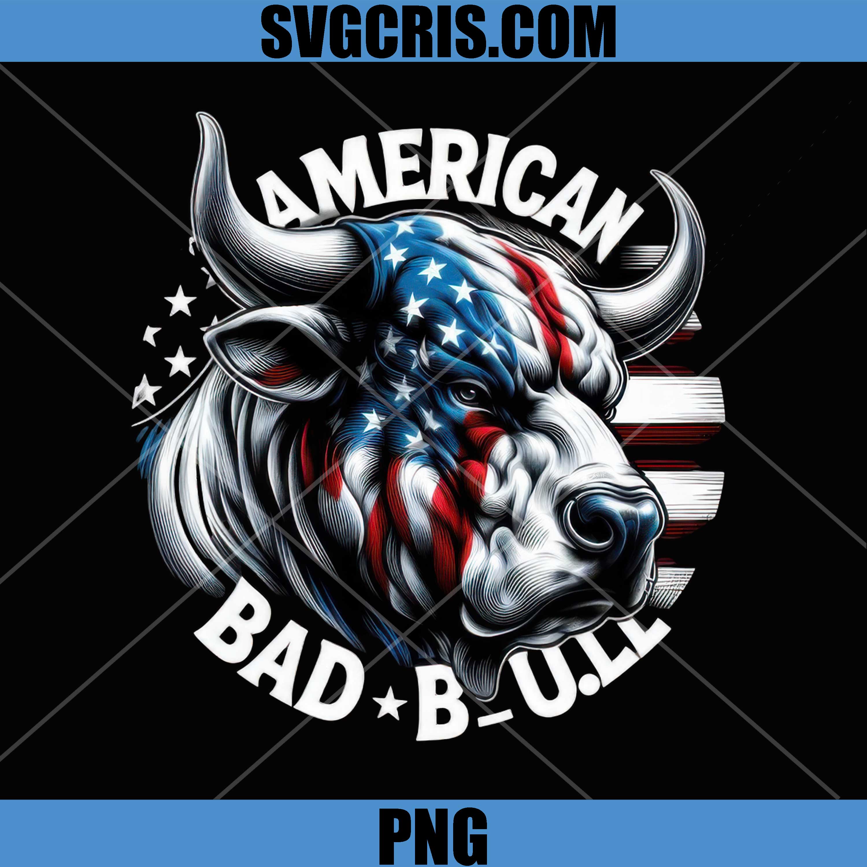 American Bad Bull PNG, Cow USA 4th July PNG