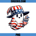 Patriotic Ghost With USA Hat And Drink PNG, 4th Of July Ghost Holding Soda Cup PNG