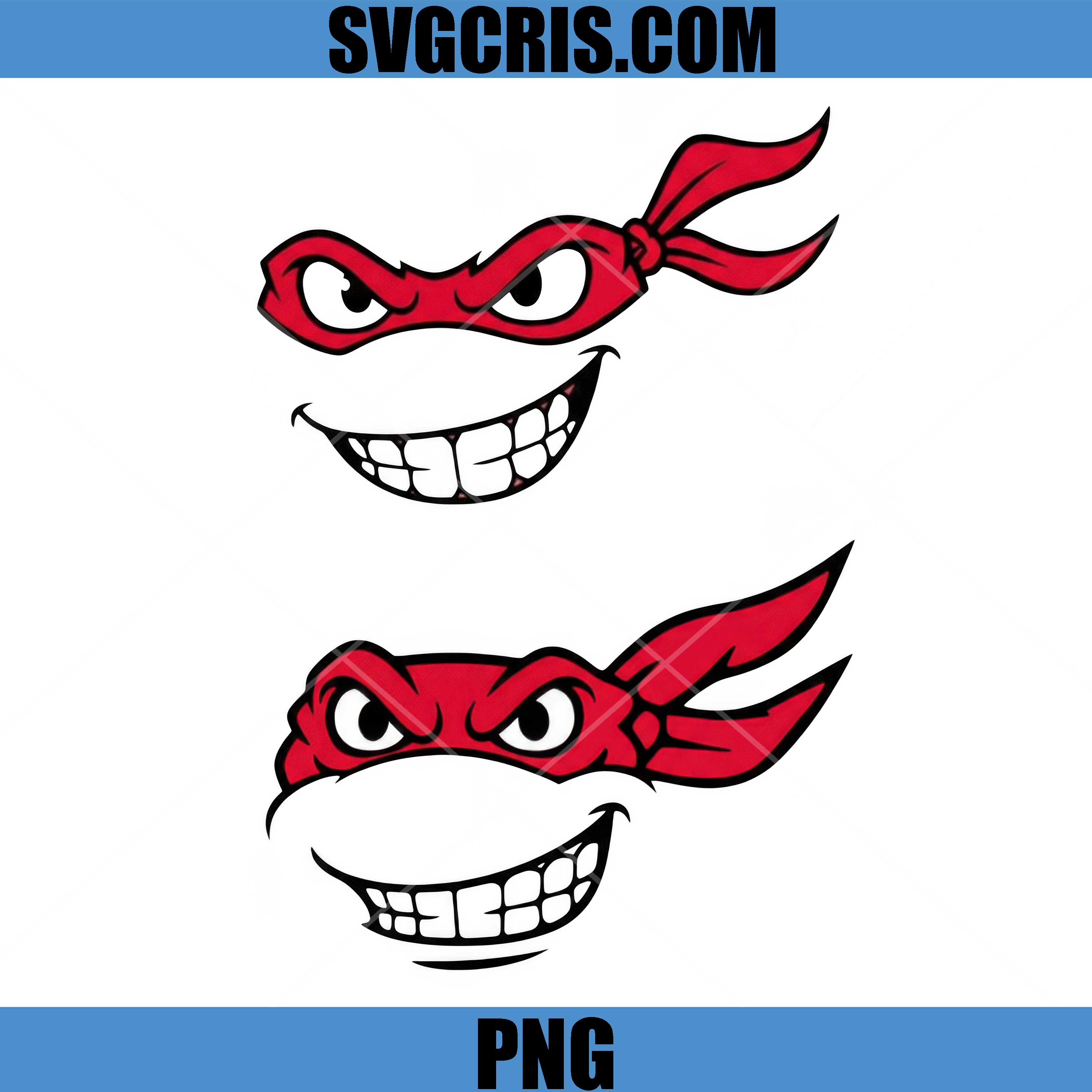 Ninja Turtle Mask Smiling Face Bundle PNG, Red Bandana Character Eyes PNG