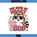 You Make My Heart Pop PNG, Cute Popcorn Love Cat PNG