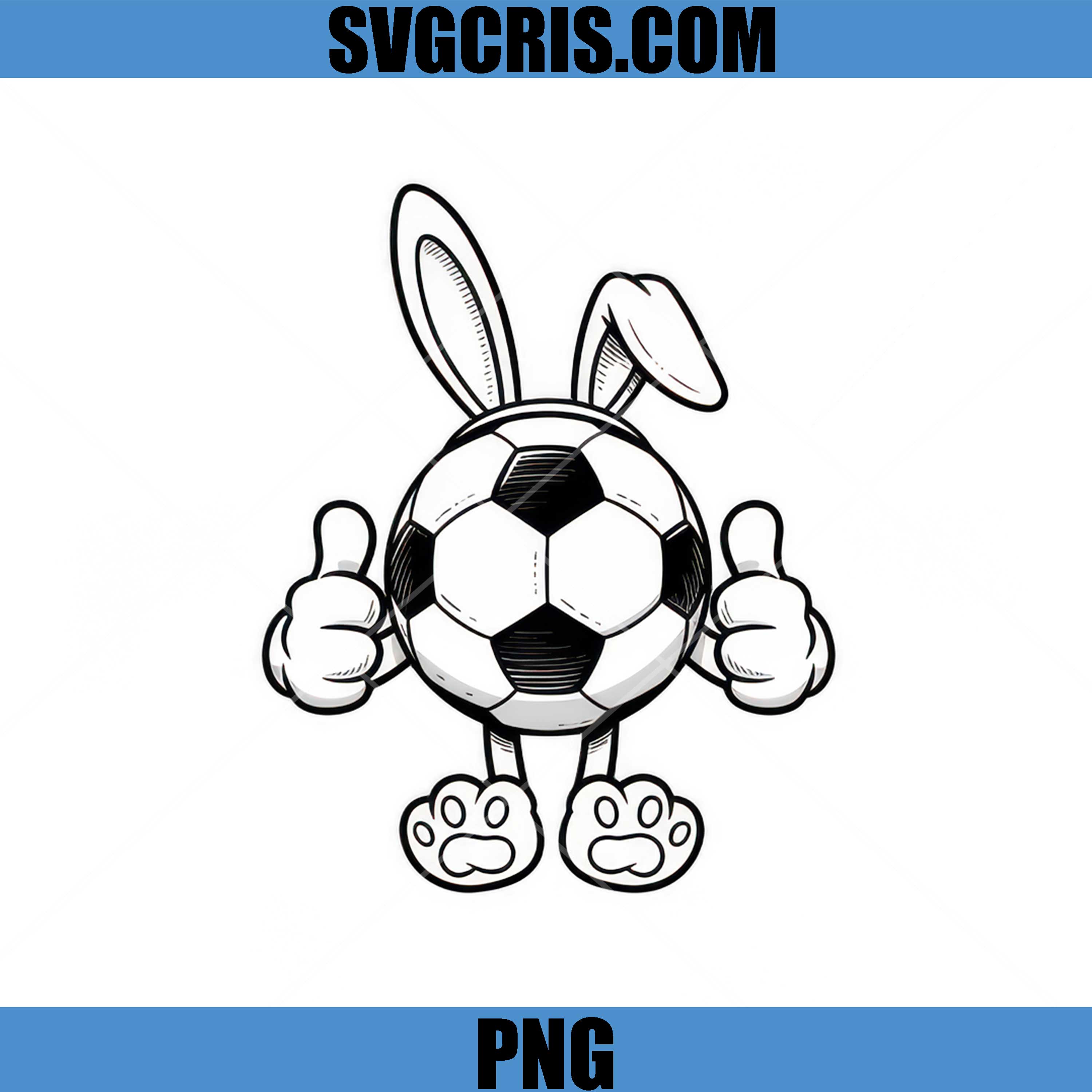 Soccer Ball Bunny With Thumbs Up PNG, Easter Football PNG