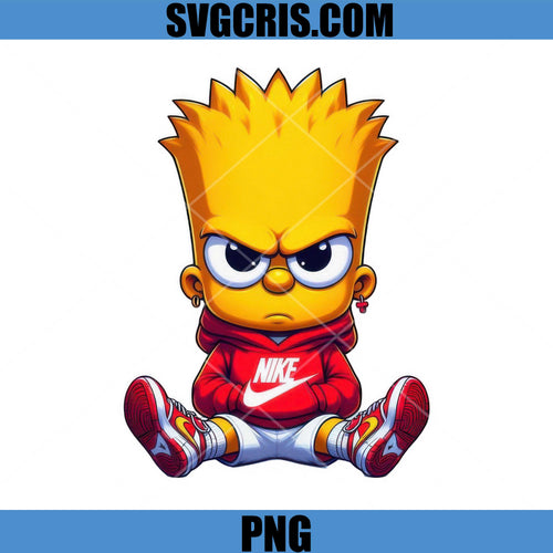 Bart Simpson Sitting With Nike Hoodie PNG, Angry Cartoon Simpson PNG