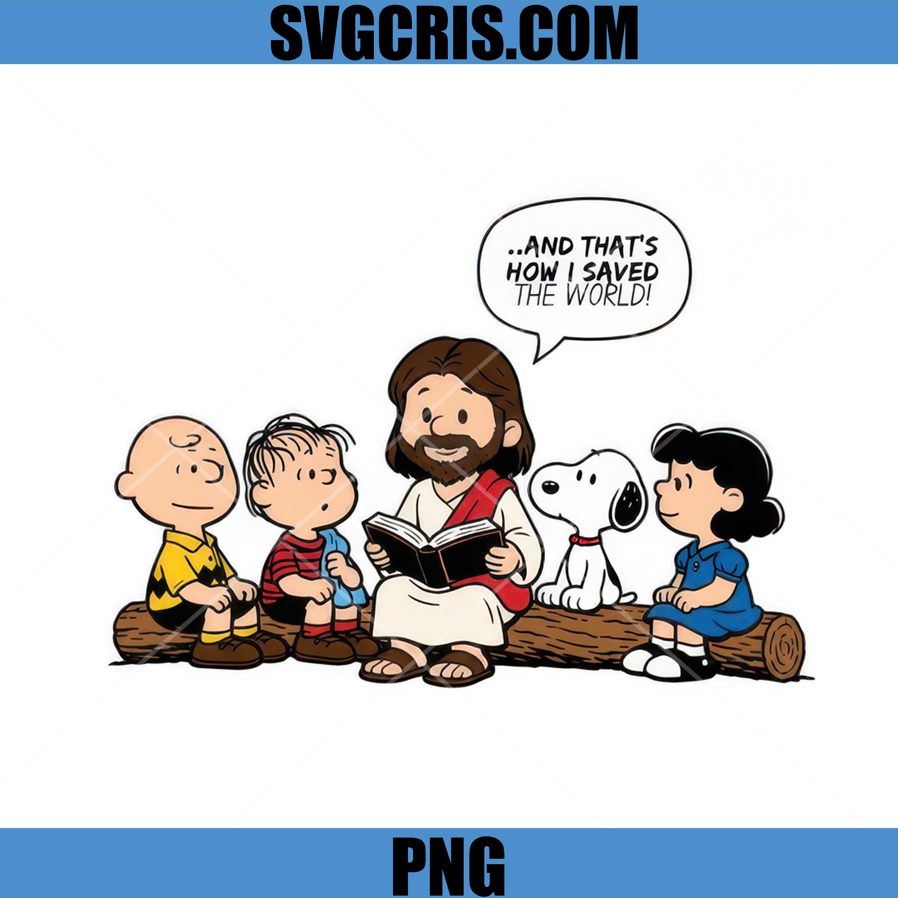 Jesus With Peanuts Characters PNG, Christian Cartoon Bible Story PNG