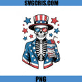 American Flag Skeleton Uncle Sam Style PNG, Skull With Drink Patriotic PNG