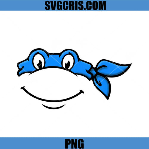 Blue Ninja Turtle Mask Smile PNG, Cartoon Turtle Face PNG