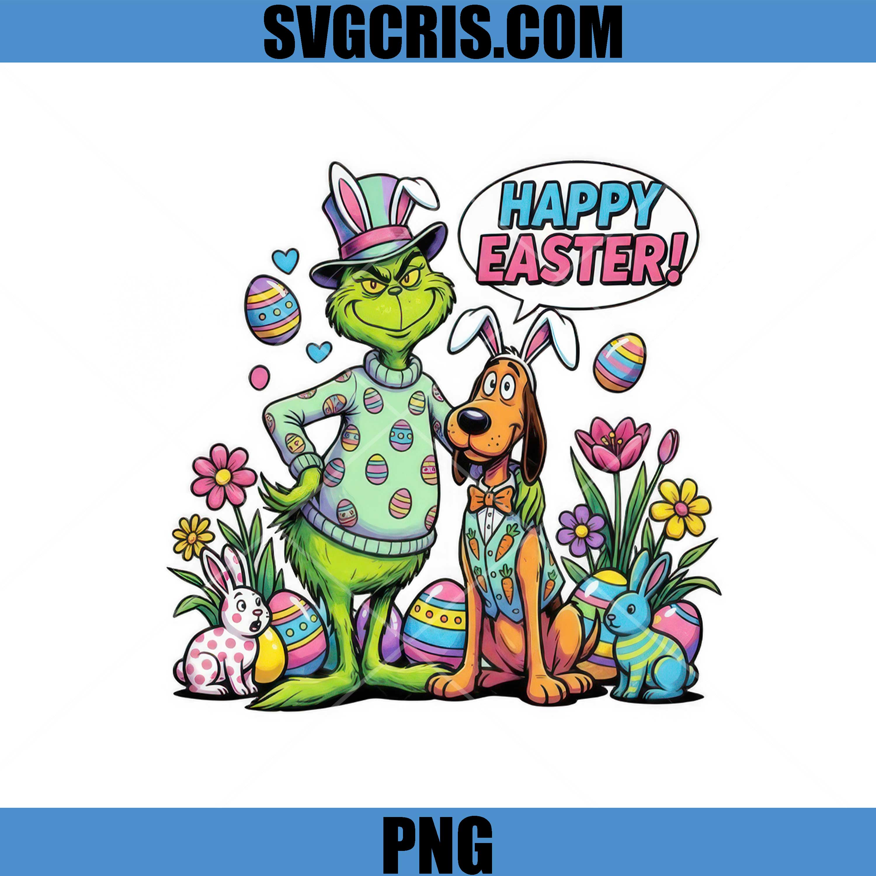Happy Easter PNG, Grinch And Dog With Eggs PNG, Happy Easter Grinch PNG