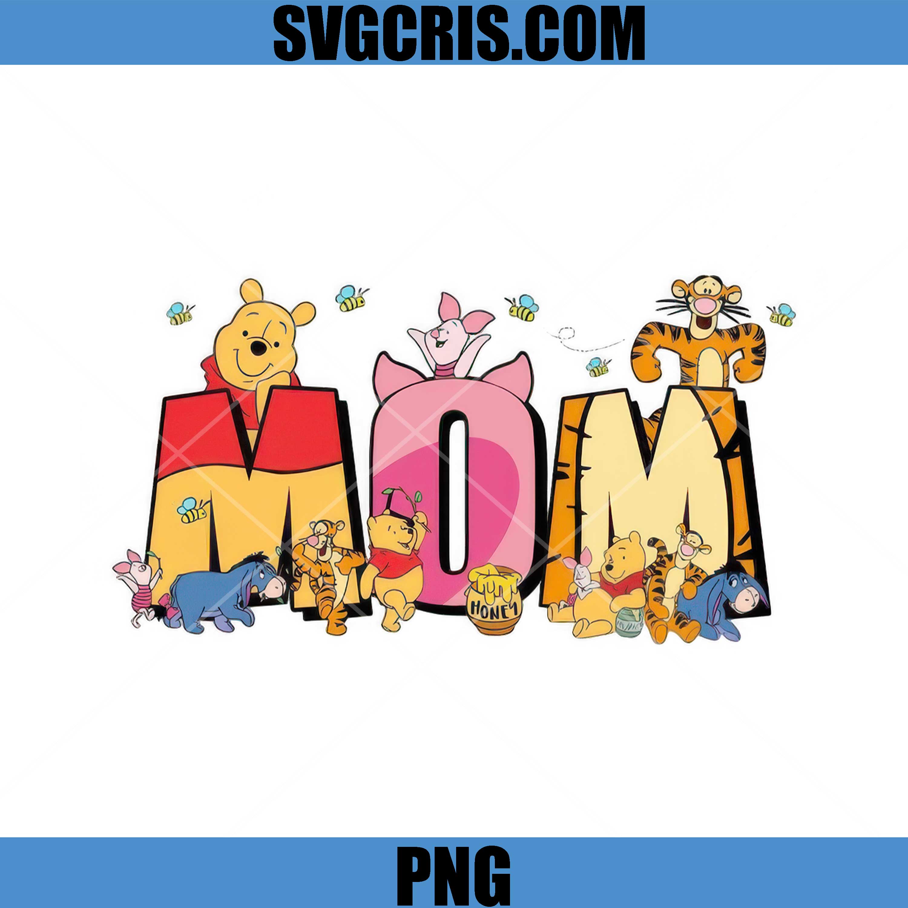 Winnie Pooh Friends MOM Honey Theme PNG, Mom Winnie Pooh PNG