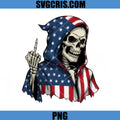 American Flag Grim Reaper Skeleton PNG, Skull Hoodie Middle Finger PNG