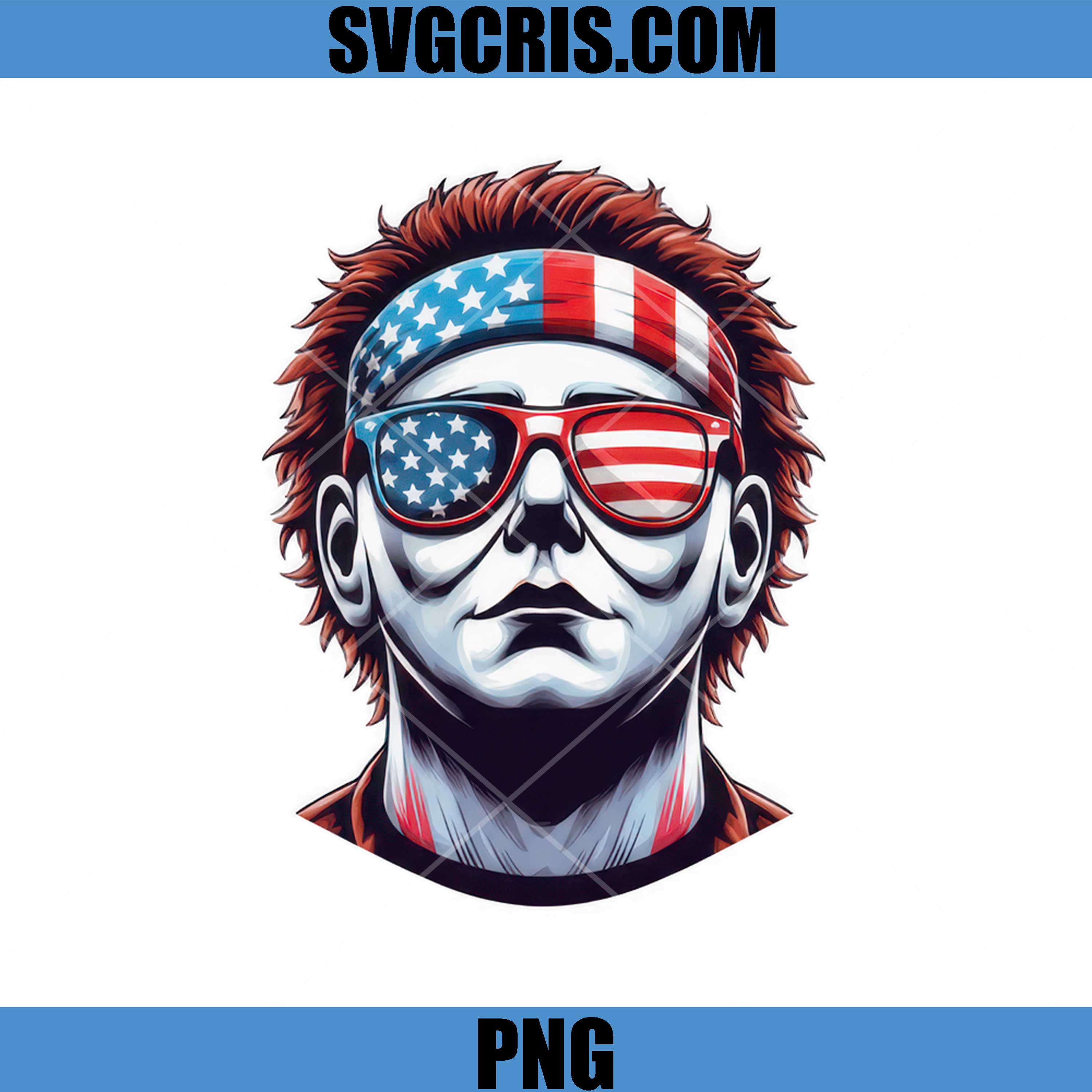 Michael Myers American PNG, Horror Patriotic Mask PNG, 4th July Michael PNG