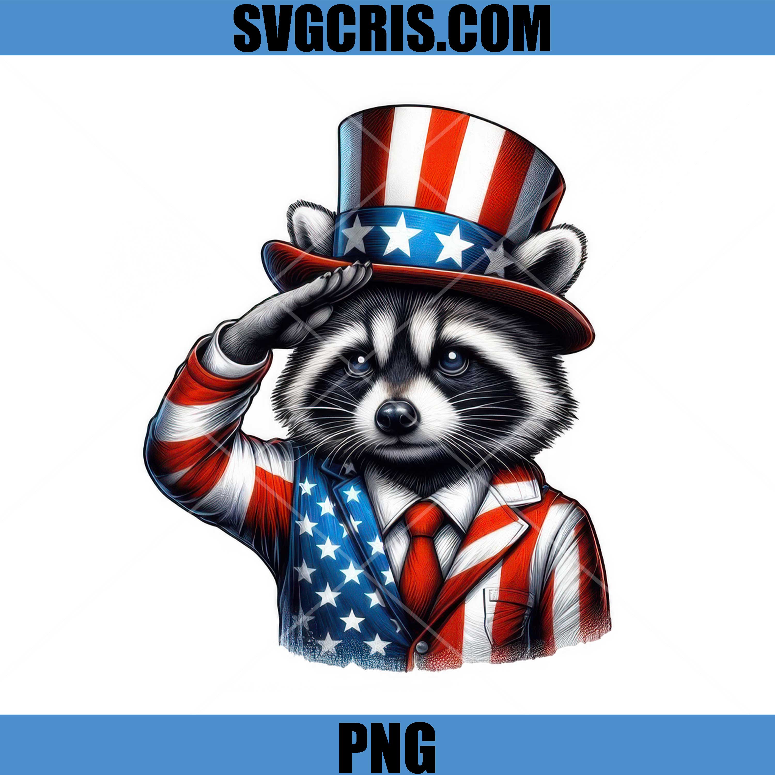 Patriotic Raccoon Uncle Sam PNG, American Flag Animal PNG
