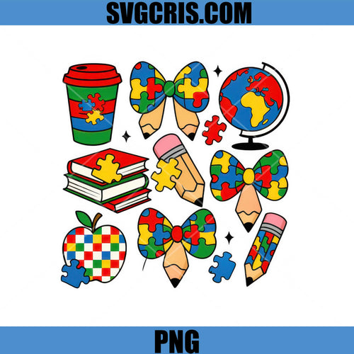 Autism School Supplies PNG, Puzzle Pattern PNG