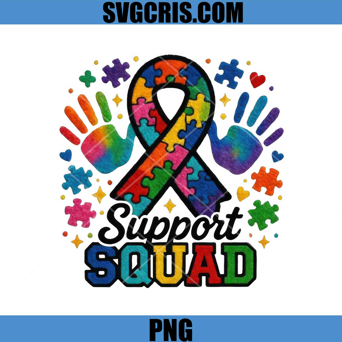 Support Squad Autism Awareness PNG, Puzzle Ribbon PNG – SVGCRIS