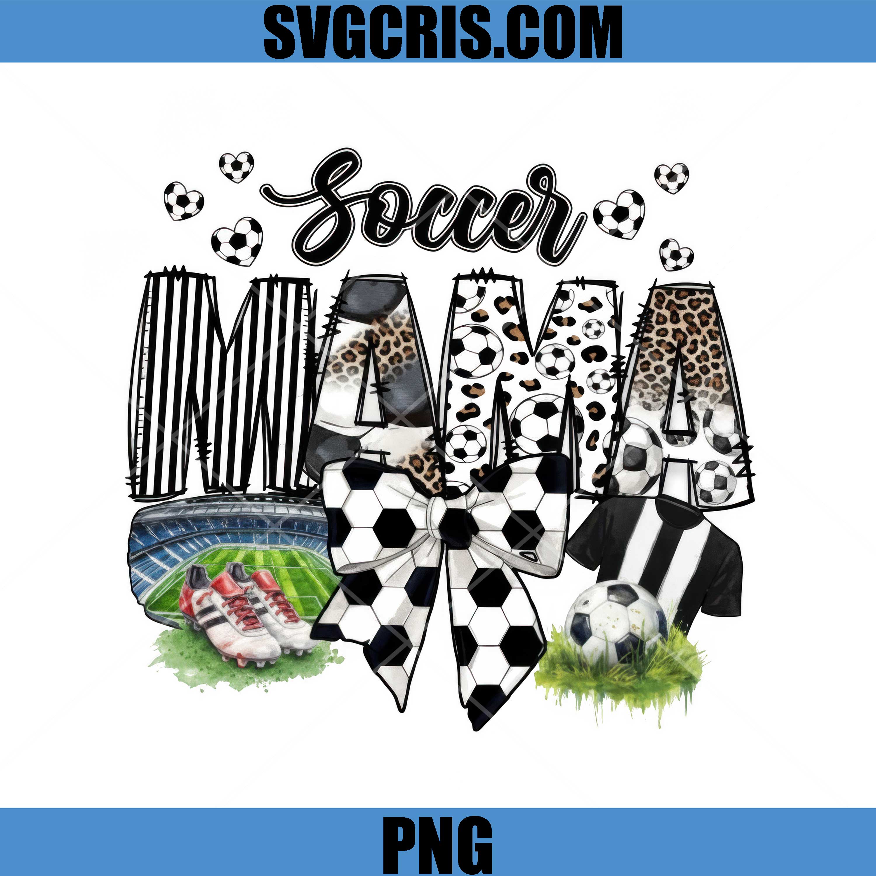 Soccer Mama Stylish Bow Soccer Field PNG, Game Day PNG, Soccer Mom PNG