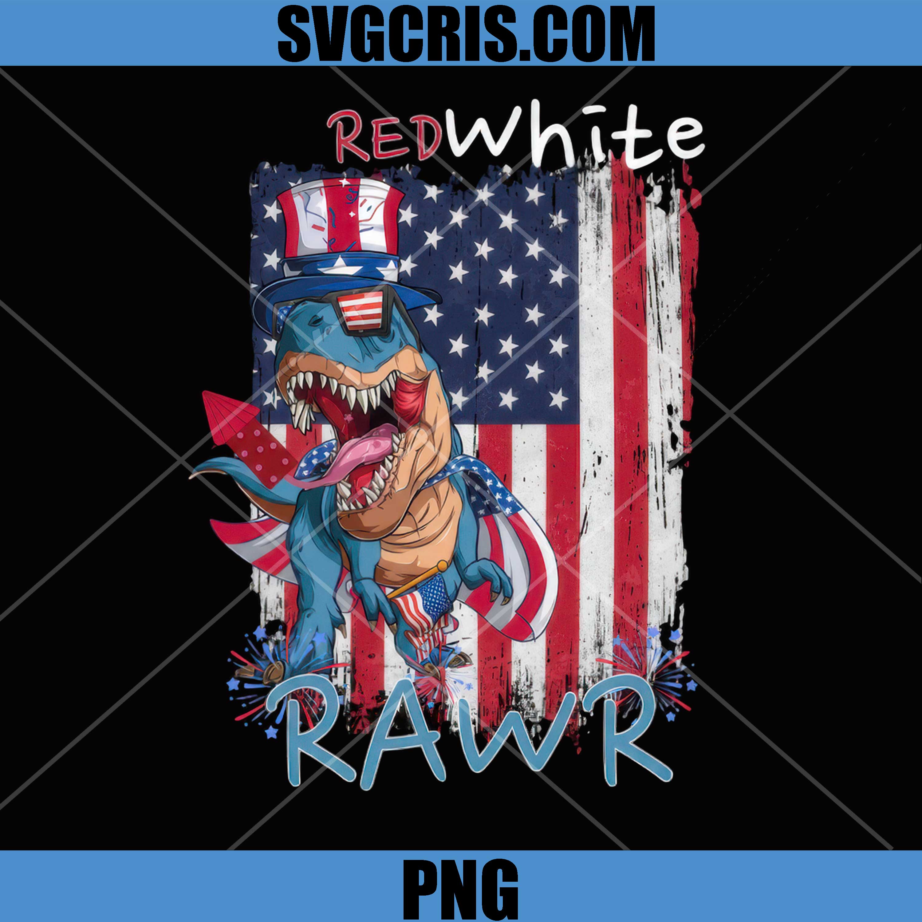 Red White And Rawr PNG, 4th Of July Dino PNG, American T Rex Art PNG