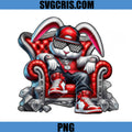 Cool Bunny Sitting On Red Throne With Glasses PNG, Hip Hop Rabbit Streetwear Style PNG