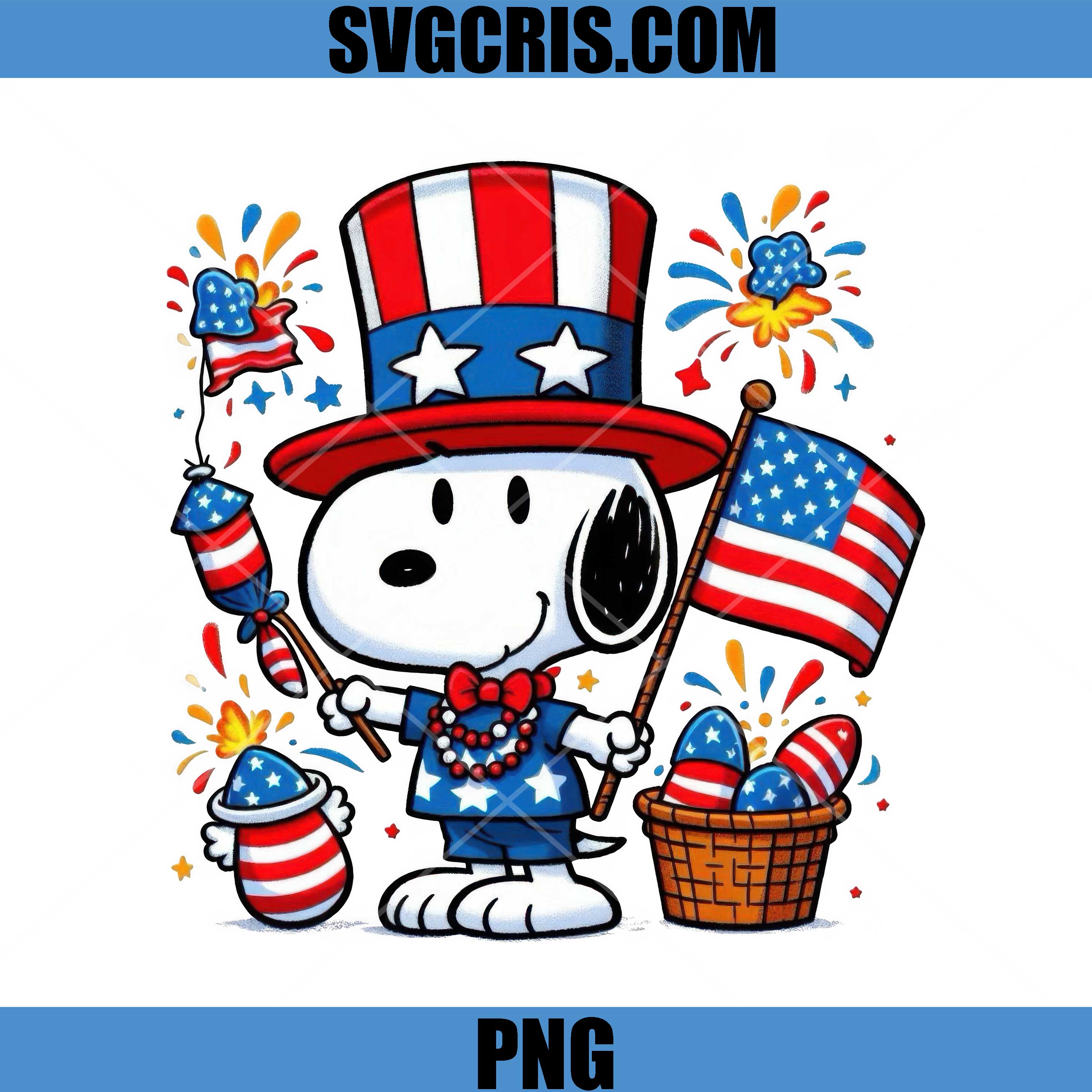 Snoopy 4th Of July PNG, Patriotic Dog Fireworks PNG