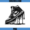 Dripping Nike Sneaker Black White Style PNG, Streetwear Shoe PNG