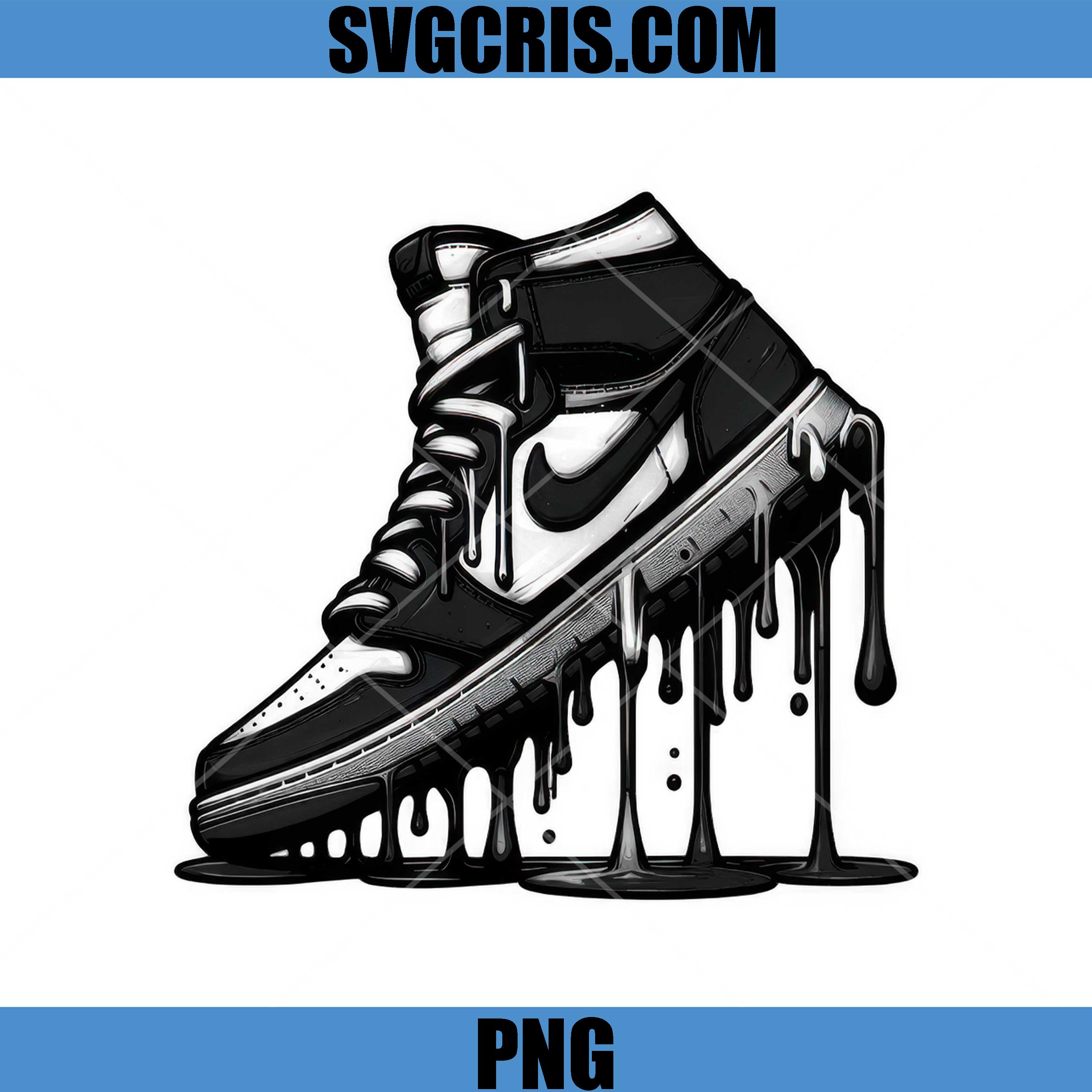Dripping Nike Sneaker Black White Style PNG, Streetwear Shoe PNG