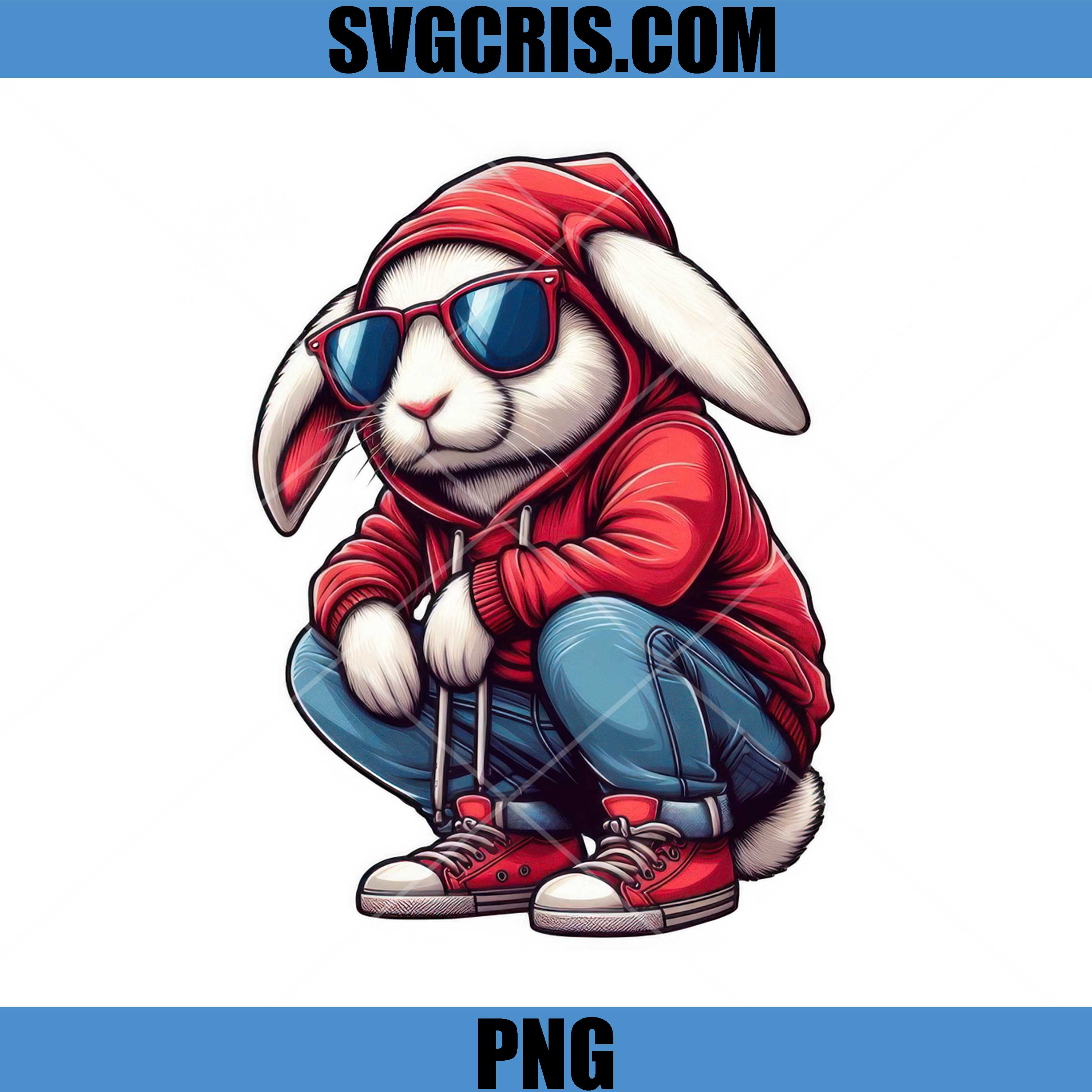 Cool Bunny Sunglasses Streetwear PNG, Trendy Easter Bunny PNG